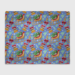 Плед флисовый Новогодний праздничный узор, цвет: 3D-велсофт