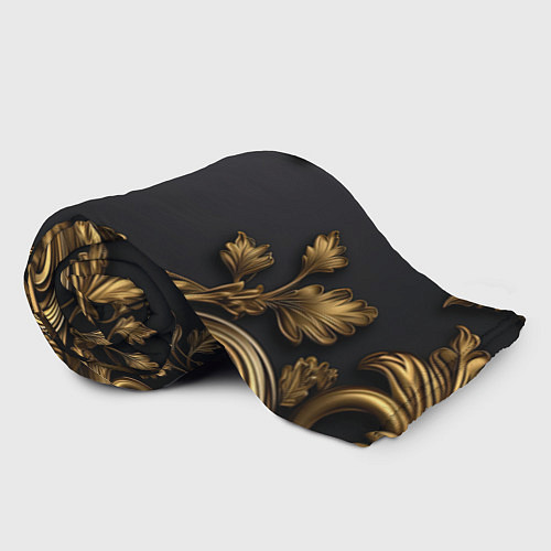 Плед Золотые объемные листья / 3D-Велсофт – фото 2