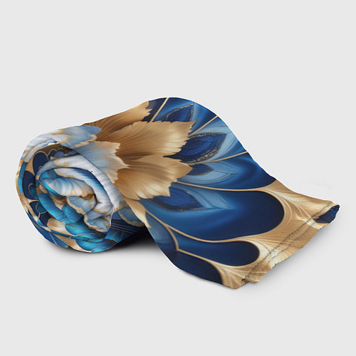 Плед Королевский синий с золотом / 3D-Велсофт – фото 2