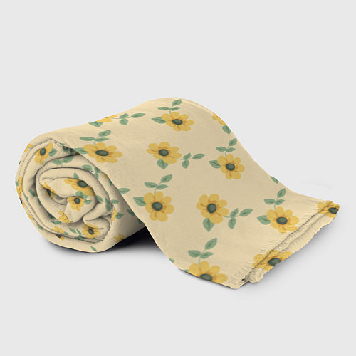 Плед Желтые цветы на желтом фоне - паттерн / 3D-Велсофт – фото 2