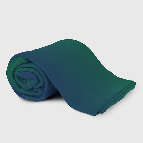 Плед Темно-зеленый и синий градиент / 3D-Велсофт – фото 2