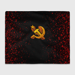 Плед флисовый Серп и молот СССР краски, цвет: 3D-велсофт
