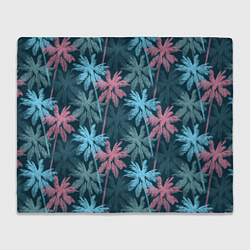Плед флисовый Паттерн - пальмы, цвет: 3D-велсофт