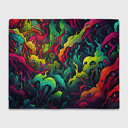 Плед флисовый Абстрактный камуфляж в кислотных абстрактных пятна, цвет: 3D-велсофт