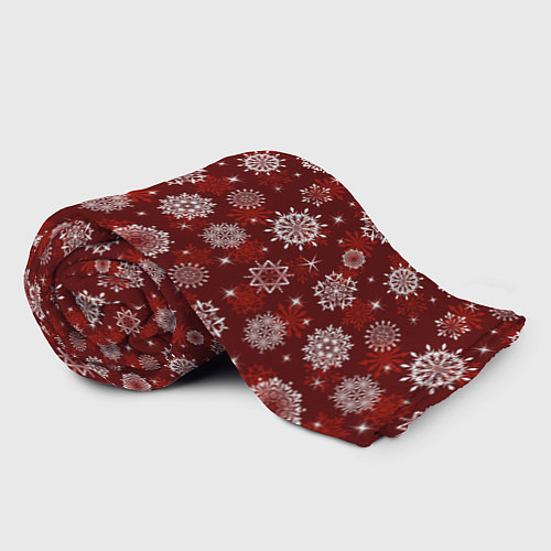 Плед Snowflakes on a red background / 3D-Велсофт – фото 2