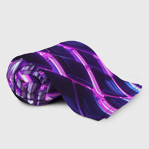 Плед Фиолетовая неоновая плитка / 3D-Велсофт – фото 2