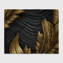 Плед флисовый Узоры золотые на черном фоне, цвет: 3D-велсофт