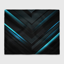 Плед флисовый Синее неоновое свечение геометрическая темная абст, цвет: 3D-велсофт