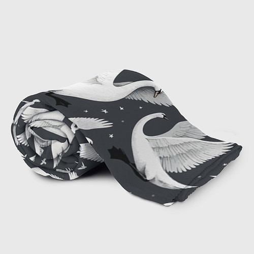 Плед Стая белых лебедей летящих в небе / 3D-Велсофт – фото 2