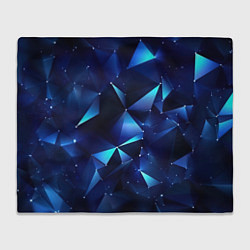 Плед флисовый Синие осколки из мелких абстрактных частиц, цвет: 3D-велсофт