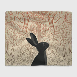 Плед флисовый Чёрный кролик с узорами, цвет: 3D-велсофт