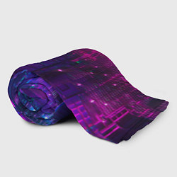 Плед флисовый Неоновые огни квадратов, цвет: 3D-велсофт — фото 2