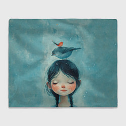 Плед флисовый Девочка с птицами, цвет: 3D-велсофт