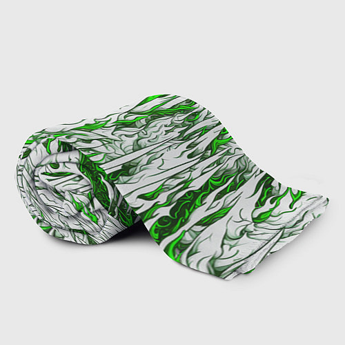 Плед Белый и зелёный узор / 3D-Велсофт – фото 2