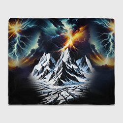 Плед флисовый Молнии и горы, цвет: 3D-велсофт