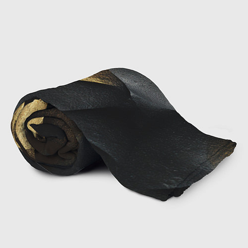 Плед Черная текстура с золотистым напылением / 3D-Велсофт – фото 2