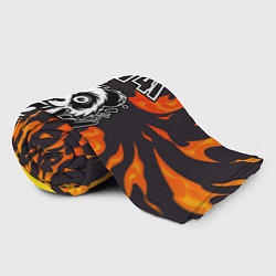Плед флисовый Sum41 рок панда и огонь, цвет: 3D-велсофт — фото 2