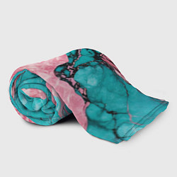 Плед флисовый Розово-бирюзовый мрамор, цвет: 3D-велсофт — фото 2