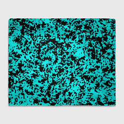 Плед флисовый Пятнистый яркий чёрно-голубой, цвет: 3D-велсофт