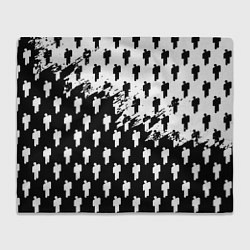 Плед флисовый Billie Eilish pattern black, цвет: 3D-велсофт