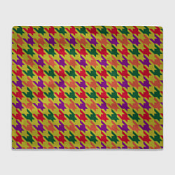 Плед флисовый Цветные гусиные лапки принт, цвет: 3D-велсофт