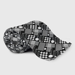 Плед флисовый Черно белый узор из геометрических фигур, цвет: 3D-велсофт — фото 2