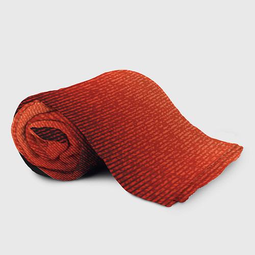 Плед Полосатый градиент оранжево-красный в чёрный / 3D-Велсофт – фото 2