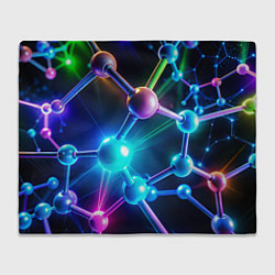 Плед флисовый Молекулярная структура - неоновая, цвет: 3D-велсофт