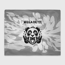 Плед флисовый Megadeth рок панда на светлом фоне, цвет: 3D-велсофт