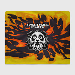 Плед флисовый Twenty One Pilots рок панда и огонь, цвет: 3D-велсофт