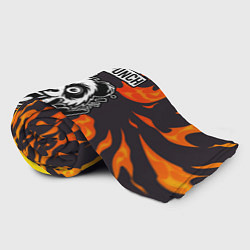 Плед флисовый Five Finger Death Punch рок панда и огонь, цвет: 3D-велсофт — фото 2