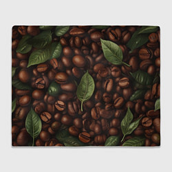 Плед флисовый Кофейные зёрна с листьями, цвет: 3D-велсофт