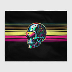 Плед флисовый Cyber skull - ai art fantasy, цвет: 3D-велсофт