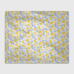 Плед флисовый Летний вайб - паттерн лимонов, цвет: 3D-велсофт
