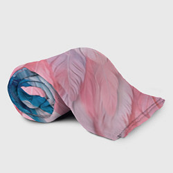 Плед флисовый Пастельно-голубые и розовые перья, цвет: 3D-велсофт — фото 2
