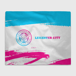 Плед флисовый Leicester City neon gradient style по-горизонтали, цвет: 3D-велсофт