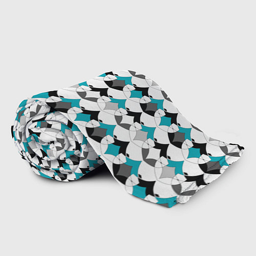 Плед Разноцветный черный голубой с белым геометрический / 3D-Велсофт – фото 2