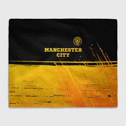 Плед флисовый Manchester City - gold gradient посередине, цвет: 3D-велсофт