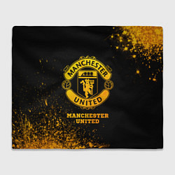 Плед флисовый Manchester United - gold gradient, цвет: 3D-велсофт
