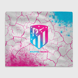 Плед флисовый Atletico Madrid neon gradient style, цвет: 3D-велсофт