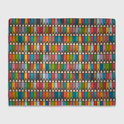 Плед флисовый Паттерн с цветными карандашами, цвет: 3D-велсофт