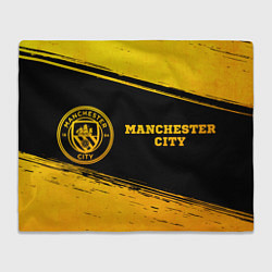 Плед флисовый Manchester City - gold gradient по-горизонтали, цвет: 3D-велсофт