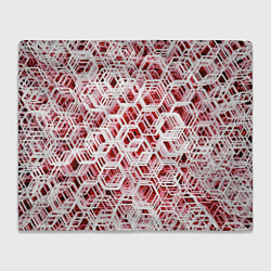 Плед флисовый Хаотичный гексагональный каркас в красном тумане, цвет: 3D-велсофт
