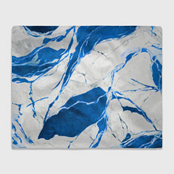 Плед флисовый Бело-синий мрамор, цвет: 3D-велсофт