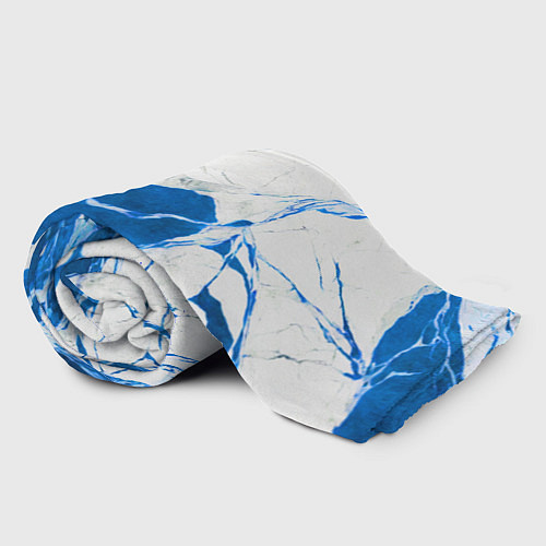 Плед Бело-синий мрамор / 3D-Велсофт – фото 2