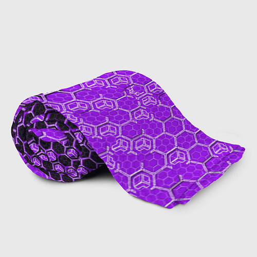 Плед Техно-киберпанк шестиугольники фиолетовый и чёрный / 3D-Велсофт – фото 2