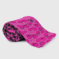 Плед флисовый Техно-киберпанк шестиугольники розовый и чёрный с, цвет: 3D-велсофт — фото 2