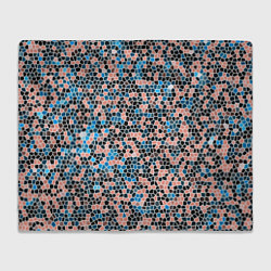 Плед флисовый Паттерн мозаика бирюзово-розовый, цвет: 3D-велсофт