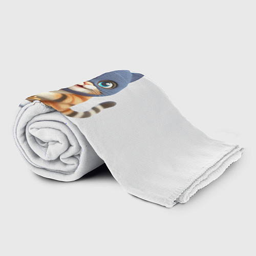 Плед Прикольный котёнок с бейсбольной битой и в балакла / 3D-Велсофт – фото 2