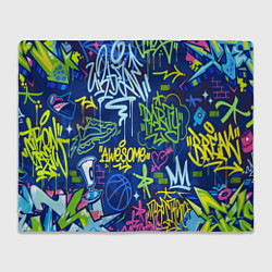 Плед флисовый Урбанизм и граффити, цвет: 3D-велсофт